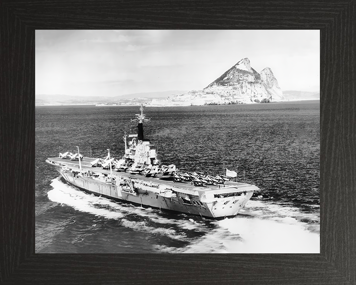 HMS Centaur (R06) Royal Navy Centaur Class Carrier Port Quarter View Photo Print Wall Art Decor Posters, Prints, & Visual Artwork Hampshire Prints 10 x 8 Black Frame No