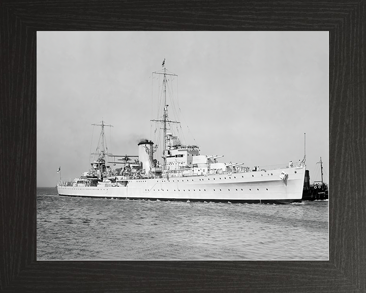 HMS Achilles (C70) Royal Navy Leander Class Light Cruiser Photo Print Starboard View Warship Wall Art Posters, Prints, & Visual Artwork Hampshire Prints 10 x 8 Black Frame No
