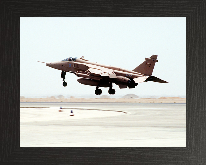 RAF Jaguar GR1 Jet Taking Off Photo Print - Royal Air Force Aircraft Hampshire Prints 10 x 8 Black Frame No