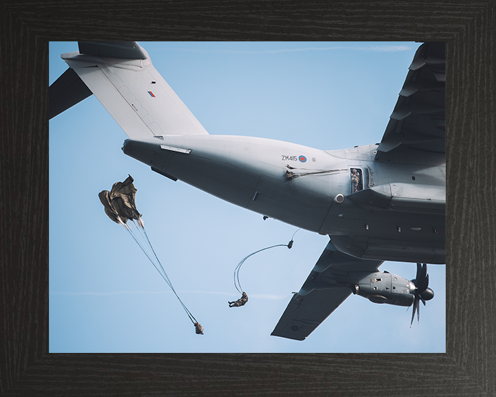 British Army Parachute Regiment Soldiers Deploy From An RAF A400M Atlas Photo Print Wall Art Posters, Prints, & Visual Artwork Hampshire Prints 10 x 8 Black Frame No