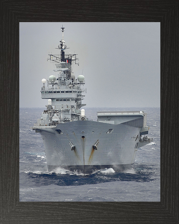 HMS Ark Royal (R07) Photo Print - USA 2008 - Royal Navy Invincible Class Aircraft Carrier Hampshire Prints 10 x 8 Black Frame No