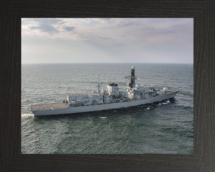 HMS Kent (F78) Photo Print - High Starboard View - Royal Navy Type 23 Frigate Hampshire Prints 10 x 8 Black Frame No