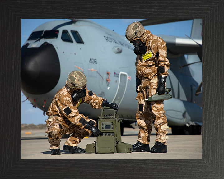 RAF Regiment CBRN Team Photo Print - Royal Air Force Hampshire Prints 10 x 8 Black Frame No