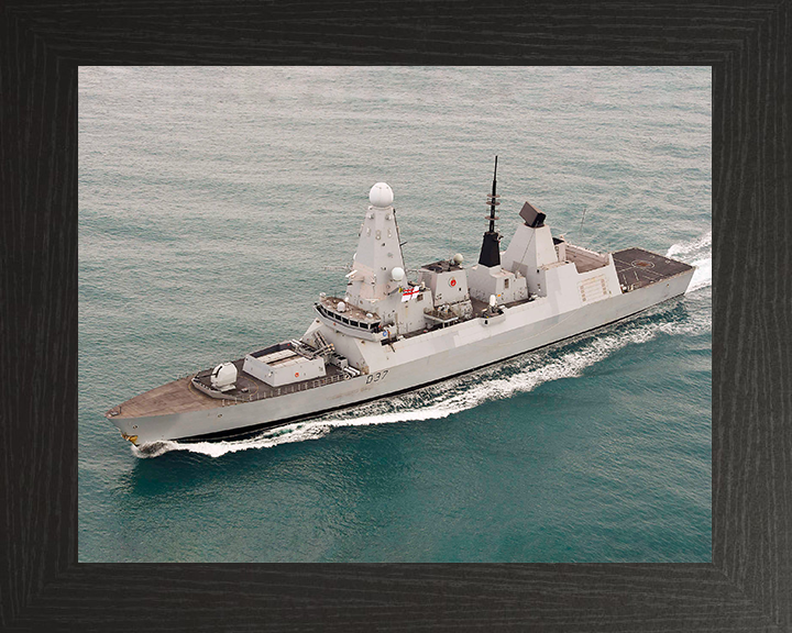 HMS Duncan (D37) Royal Navy Type 45 Destroyer High Starboard Bow View Photo Print Wall Art Decor Posters, Prints, & Visual Artwork Hampshire Prints 10 x 8 Black Frame No