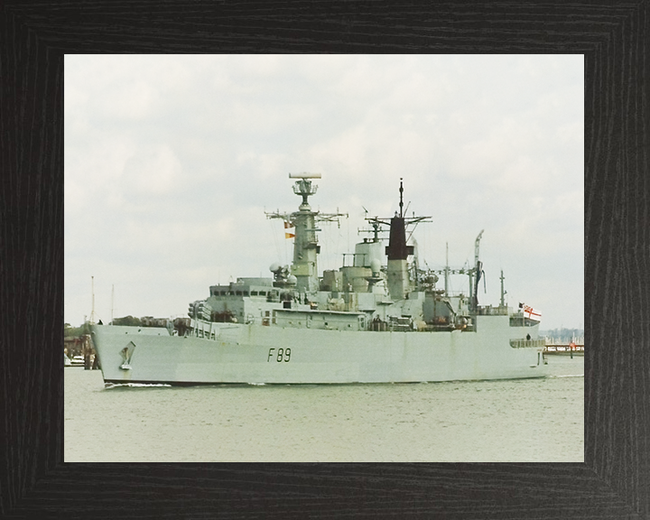HMS Battleaxe (F89) Royal Navy Type 22 Frigate Departing Portsmouth Photo Print Wall Art Decor Posters, Prints, & Visual Artwork Hampshire Prints 10 x 8 Black Frame No