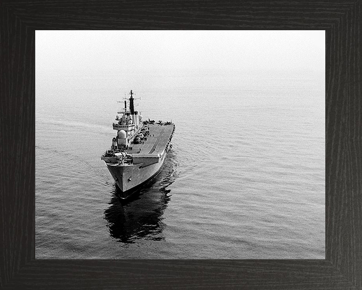 HMS Invincible (R05) Photo Print - Mediterranean 1990 - Royal Navy Invincible Class Aircraft Carrier Hampshire Prints 10 x 8 Black Frame No