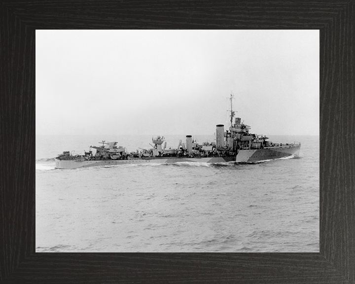 HMS Wolverine (D78) Photo Print - Underway - Royal Navy Modified W Class Destroyer Posters, Prints, & Visual Artwork Hampshire Prints 10 x 8 Black Frame No