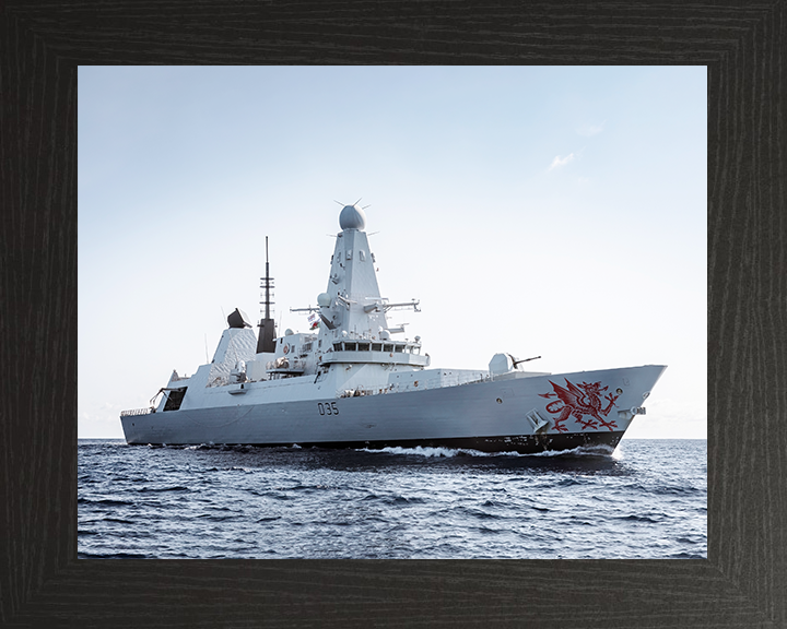 HMS Dragon (D35) Royal Navy Type 45 Destroyer Low Starboard View Photo Print Wall Art Decor Posters, Prints, & Visual Artwork Hampshire Prints 10 x 8 Black Frame No