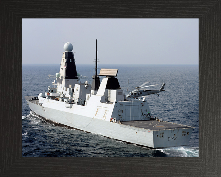 HMS Daring (D32) Royal Navy Type 45 Destroyer With Seahawk Helicopter 2012 Photo Print Wall Art Decor Posters, Prints, & Visual Artwork Hampshire Prints 10 x 8 Black Frame No