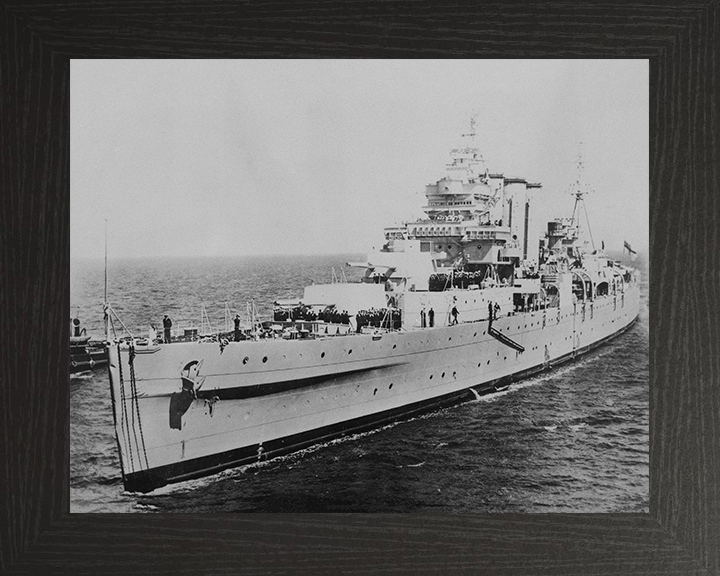 HMS Shropshire (73) Photo Print - Port Side View - Royal Navy County Class Heavy Cruiser Posters, Prints, & Visual Artwork Hampshire Prints 10 x 8 Black Frame No