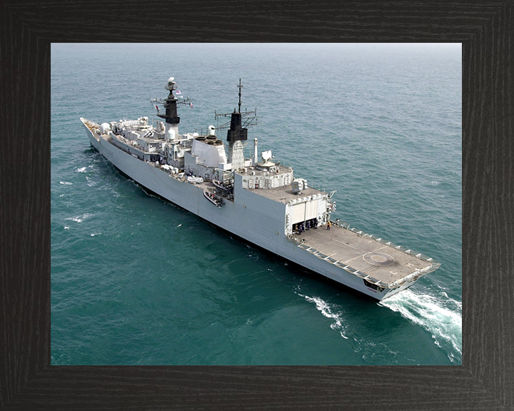 HMS Chatham (F87) Royal Navy Type 22 Frigate High Port Quarter View Photo Print Wall Art Decor Posters, Prints, & Visual Artwork Hampshire Prints 10 x 8 Black Frame No