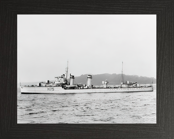 HMS Decoy (H75) Royal Navy D Class Destroyer Port Beam View Photo Print Wall Art Decor Posters, Prints, & Visual Artwork Hampshire Prints 10 x 8 Black Frame No