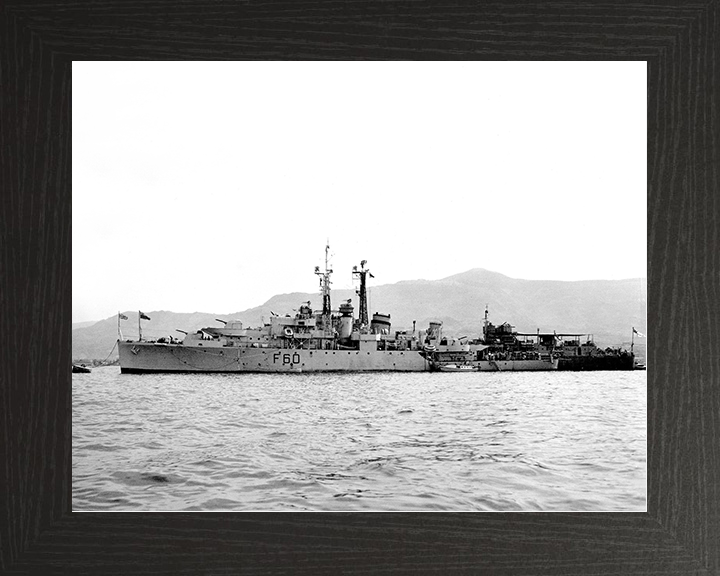 HMS Alacrity (U60) Royal Navy Black Swan Class Sloop Warship Port View Photo Print Wall Art Posters, Prints, & Visual Artwork Hampshire Prints 10 x 8 Black Frame No