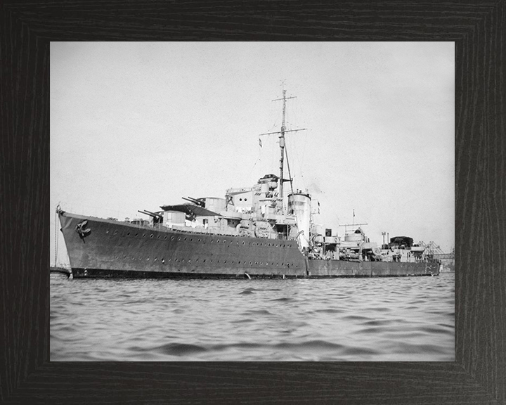 HMS Kelvin (F37) Photo Print - At A Buoy 1940 - Royal Navy K Class Destroyer Posters, Prints, & Visual Artwork Hampshire Prints 10 x 8 Black Frame No