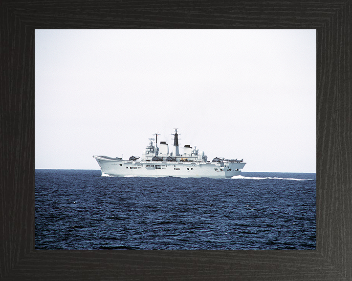 HMS Ark Royal (R07) Royal Navy Invincible Class Aircraft Carrier At Sea 1986 Photo Print Wall Art Decor Posters, Prints, & Visual Artwork Hampshire Prints 10 x 8 Black Frame No