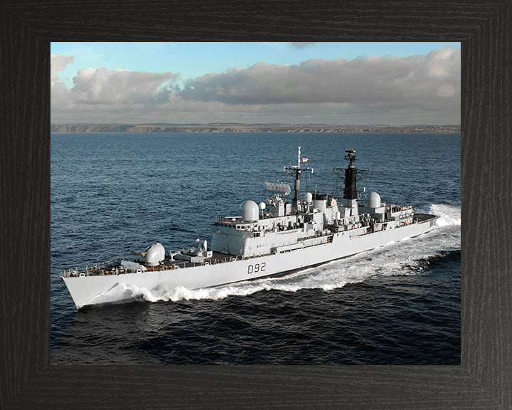 HMS Liverpool (D92) Photo Print - At Speed - Royal Navy Type 42 Destroyer Hampshire Prints 10 x 8 Black Frame No