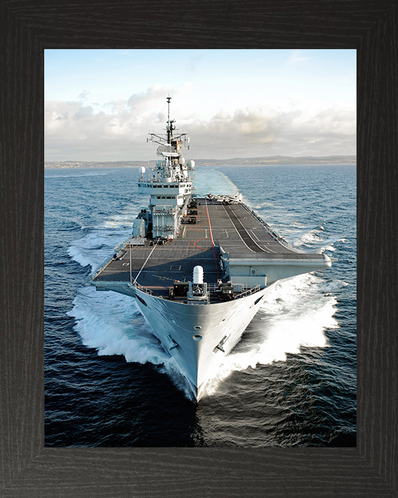 HMS Ark Royal (R07) Royal Navy Invincible Class Aircraft Carrier Underway Bow View Photo Print Wall Art Decor Posters, Prints, & Visual Artwork Hampshire Prints 10 x 8 Black Frame No