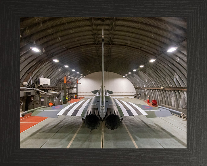 RAF Typhoon in a hanger Photo Print - Royal Air Force Aircraft Hampshire Prints 10 x 8 Black Frame No
