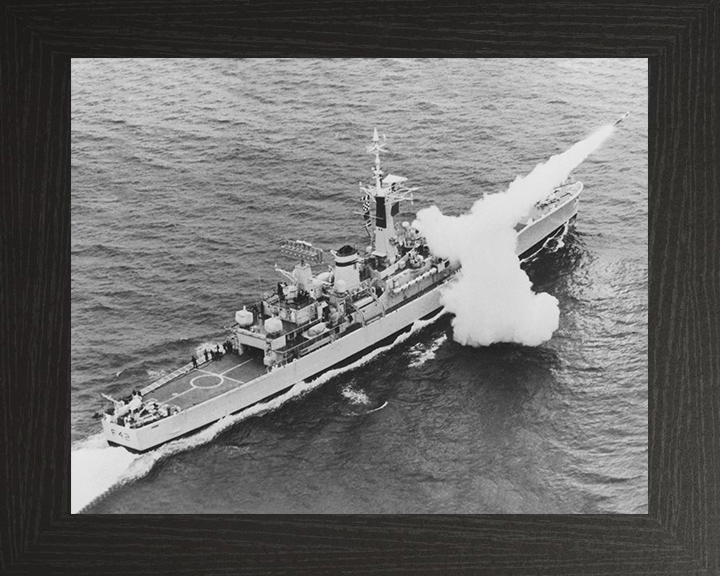 HMS Phoebe (F42) Photo Print - Firing - Royal Navy Leander Class Frigate Hampshire Prints 10 x 8 Black Frame No