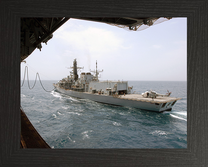 HMS Argyll (F231) Royal Navy Type 23 Frigate During a RAS 2005 Photo Print Wall Art Decor Posters, Prints, & Visual Artwork Hampshire Prints 10 x 8 Black Frame No