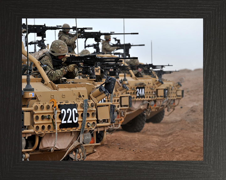 RAF Regiment Soldier firing from a Jackal patrol vehicle Photo Print - Royal Air Force Hampshire Prints 10 x 8 Black Frame No