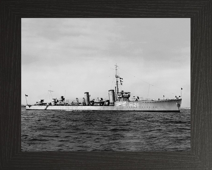 HMS Scimitar (H21) Photo Print - At Anchor 1935 - Royal Navy S Class Destroyer Posters, Prints, & Visual Artwork Hampshire Prints 10 x 8 Black Frame No
