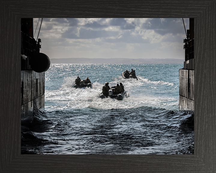 Royal Marines Deploy From RFA Lyme Bay Photo Print - Commando Hampshire Prints 10 x 8 Black Frame No