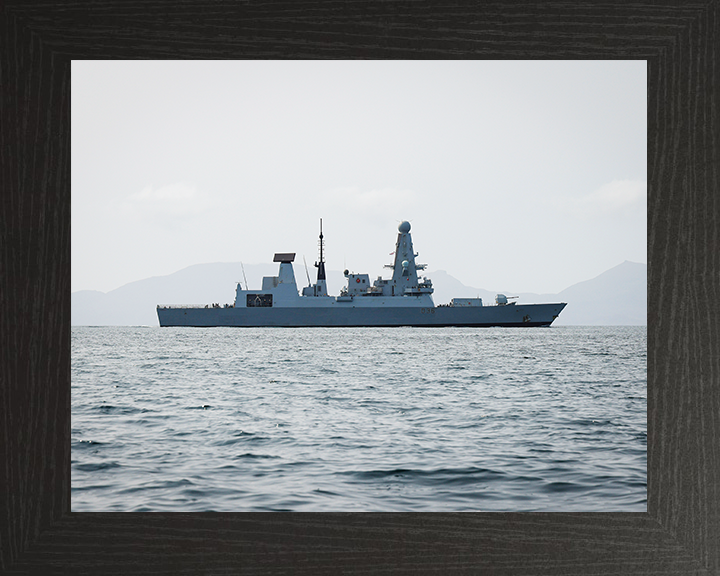 HMS Defender (D36) Royal Navy Type 45 Destroyer Starboard Beam View Photo Print Wall Art Decor Posters, Prints, & Visual Artwork Hampshire Prints 10 x 8 Black Frame No