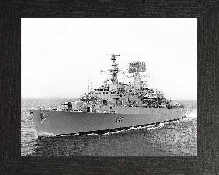 HMS Norfolk (D21) Photo Print - Low Port Side View - Royal Navy County Class Destroyer Hampshire Prints 10 x 8 Black Frame No