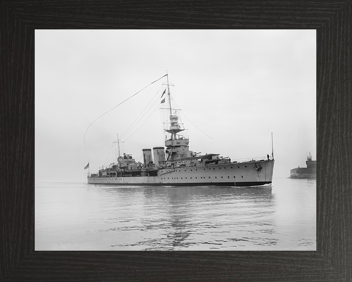 HMS Cardiff (D58) Royal Navy C Class Light Cruiser Starboard View Photo Print Wall Art Decor Posters, Prints, & Visual Artwork Hampshire Prints 10 x 8 Black Frame No