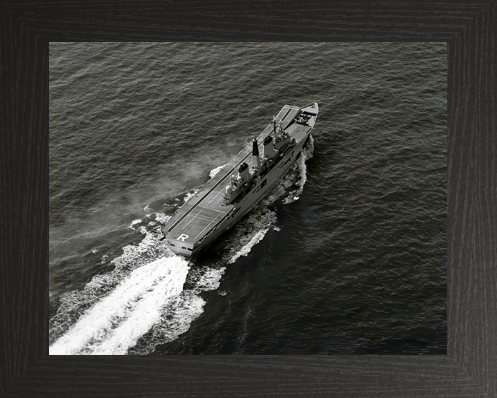 HMS Ark Royal (R07) Photo Print - Sea Trials 1985 - Royal Navy Invincible Class Aircraft Carrier Hampshire Prints 10 x 8 Black Frame No