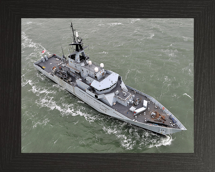 HMS Mersey (P283) Photo Print - At Sea 2013 - Royal Navy River Class Patrol Vessel Hampshire Prints 10 x 8 Black Frame No