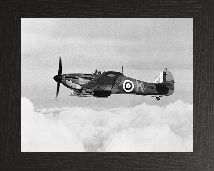 RAF Hawker Hurricane MkI in Flight 1940 Photo Print - Royal Air Force Aircraft Posters, Prints, & Visual Artwork Hampshire Prints 10 x 8 Black Frame No