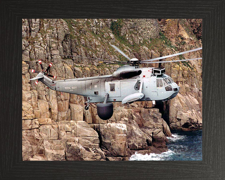 Sea King Mk.2 Airborne Early Warning Helicopter Photo Print - Royal Navy Aircraft Hampshire Prints 10 x 8 Black Frame No