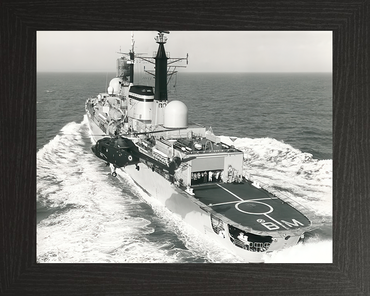 HMS Birmingham (D86) Royal Navy Type 42 Destroyer With Helicopter Photo Print Wall Art Decor Posters, Prints, & Visual Artwork Hampshire Prints 10 x 8 Black Frame No