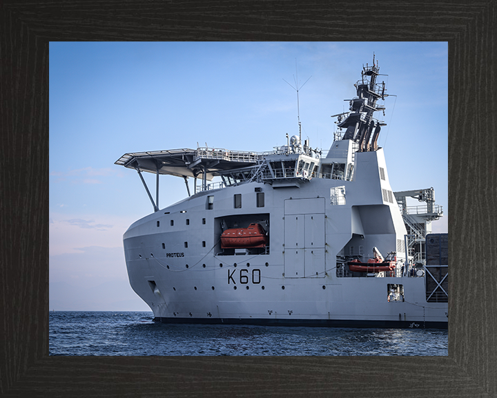 RFA Proteus (K60) Photo Print - Closeup - Royal Fleet Auxiliary Ocean Surveillance Ship Hampshire Prints 10 x 8 Black Frame No