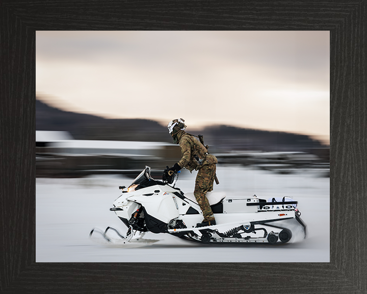 Royal Marine Commando Rides a Snowmobile Norway 2026 Photo Print 45 Commando Wall Art Military Decor Posters, Prints, & Visual Artwork Hampshire Prints 10 x 8 Black Frame No