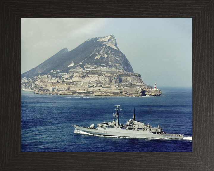 HMS Arrow (F173) Royal Navy Type 21 Frigate Off Gibraltar Photo Print Wall Art Decor Posters, Prints, & Visual Artwork Hampshire Prints 10 x 8 Black Frame No