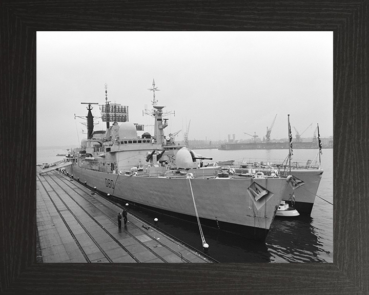 HMS Sheffield (D80) Photo Print - Amsterdam 1975 - Royal Navy Type 42 Destroyer Hampshire Prints 10 x 8 Black Frame No