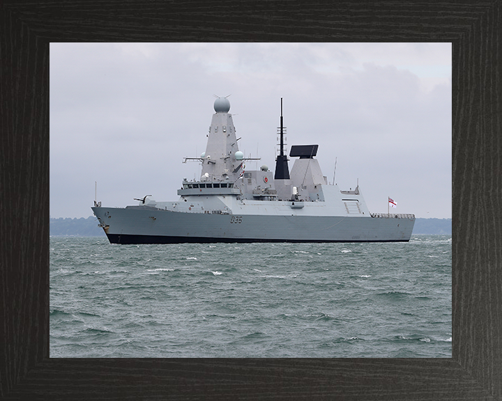 HMS Defender (D36) Royal Navy Type 45 Destroyer Off Portsmouth 2016 Photo Print Wall Art Decor Posters, Prints, & Visual Artwork Hampshire Prints 10 x 8 Black Frame No
