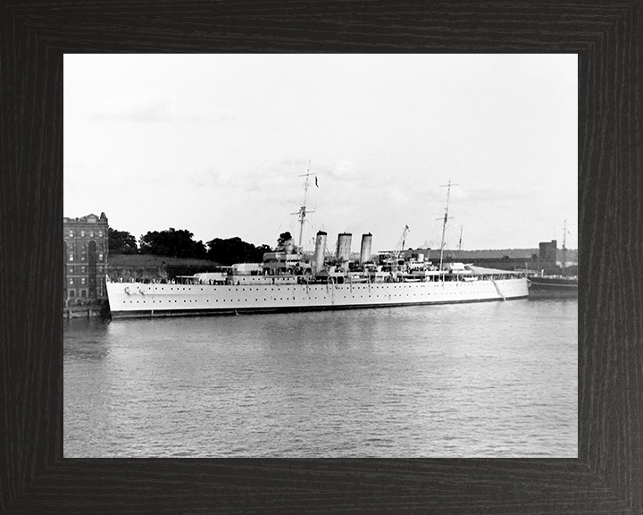 HMS Dorsetshire (40) Royal Navy County Class Cruiser Alongside Photo Print Wall Art Decor Posters, Prints, & Visual Artwork Hampshire Prints 10 x 8 Black Frame No