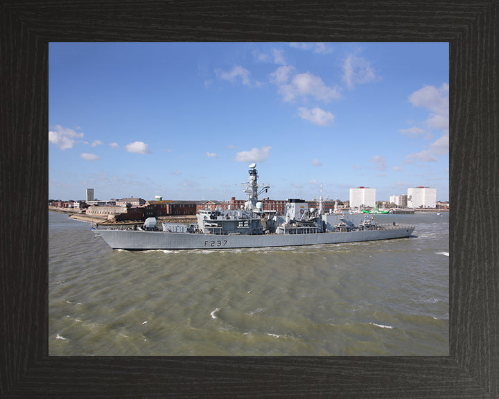 HMS Westminster (F237) Photo Print - Leaving Portsmouth - Royal Navy Type 23 Frigate Hampshire Prints 10 x 8 Black Frame No
