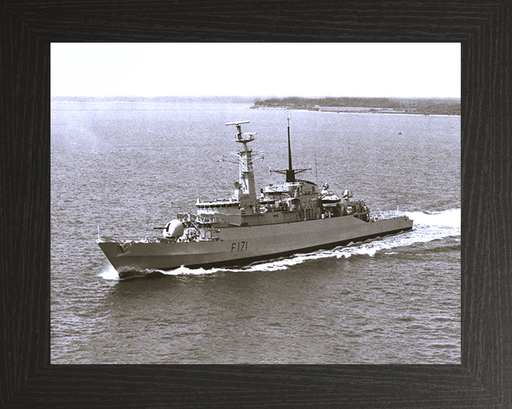 HMS Active (F171) Photo Print - Port Side View - Royal Navy Type 21 Frigate Posters, Prints, & Visual Artwork Hampshire Prints 10 x 8 Black Frame No