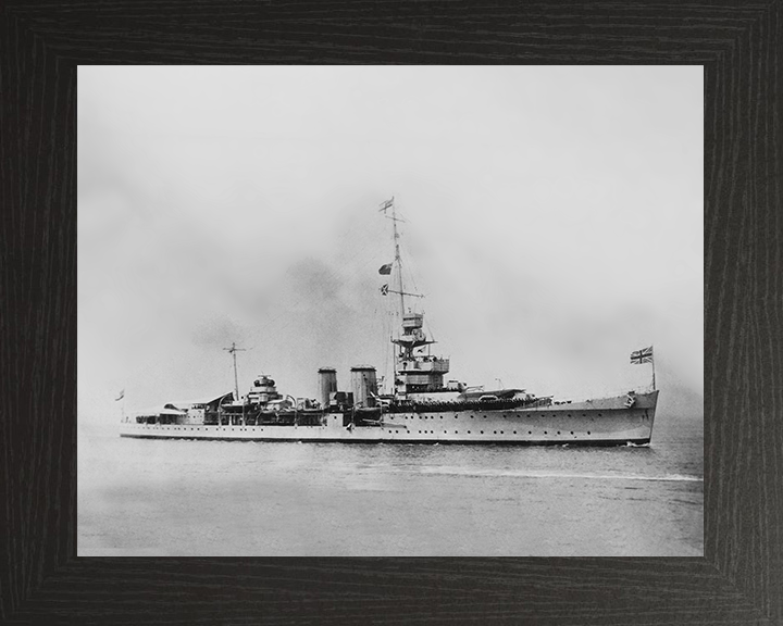HMS Calcutta (D82) Royal Navy C Class Light Cruiser Starboard View Photo Print Wall Art Decor Posters, Prints, & Visual Artwork Hampshire Prints 10 x 8 Black Frame No