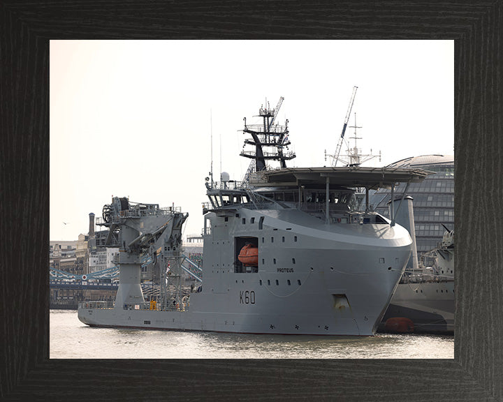 RFA Proteus (K60) Photo Print - London - Royal Fleet Auxiliary Ocean Surveillance Ship Hampshire Prints 10 x 8 Black Frame No