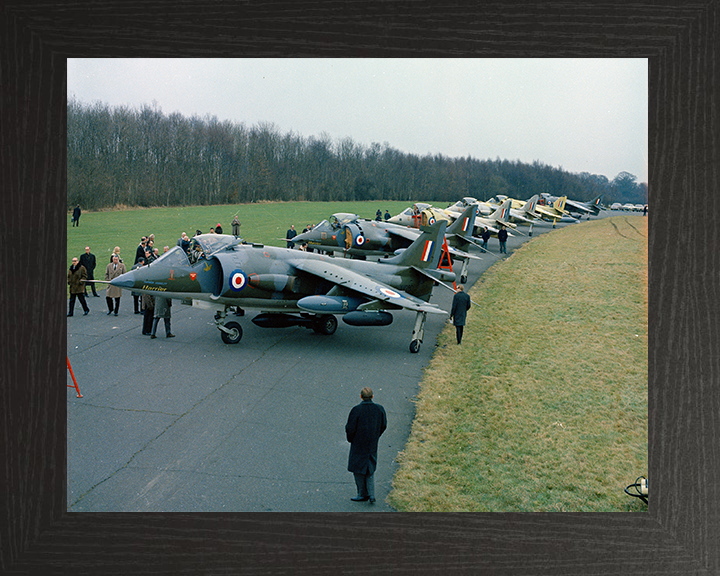 Six Pre-production Hawker Siddeley Harrier GR1s Photo Print - Royal Air Force Aircraft Hampshire Prints 10 x 8 Black Frame No