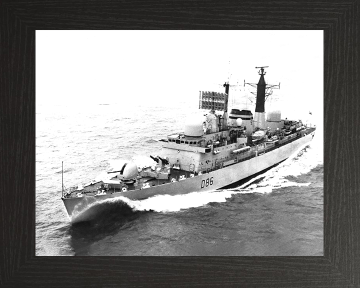 HMS Birmingham (D86) Royal Navy Type 42 Destroyer High Port Bow View Photo Print Wall Art Decor Posters, Prints, & Visual Artwork Hampshire Prints 10 x 8 Black Frame No