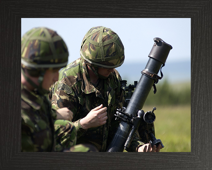 RAF Regiment with a 81mm Mortar Photo Print - Royal Air Force Hampshire Prints 10 x 8 Black Frame No