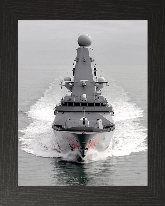 HMS Dragon (D35) Photo Print - Bow View 2011 - Royal Navy Type 45 Destroyer Hampshire Prints 10 x 8 Black Frame No
