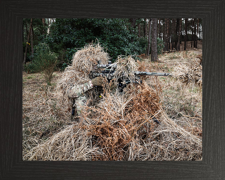 Royal Marine Commando Sniper camouflaged | Photo Print | Framed Print | Military | 40 Commando | Wall Art | Home Decor | Photography | Armed Forces Hampshire Prints 10 x 8 Black Frame No
